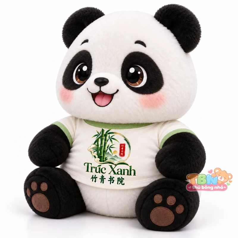 Gấu Trúc Trúc Xanh Chibi đặt may theo yêu cầu – góc nghiêng 45 độ