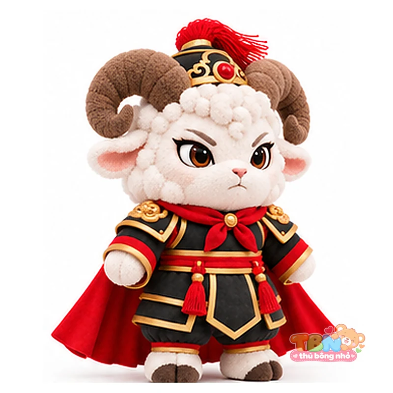 Thú bông dê Mùi võ tướng chibi theo yêu cầu – góc nghiêng 45 độ