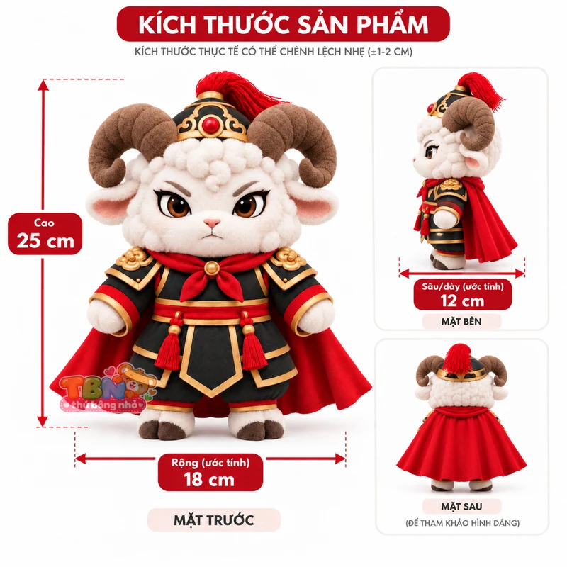 Ảnh bổ sung của Thú bông dê Mùi võ tướng chibi theo yêu cầu
