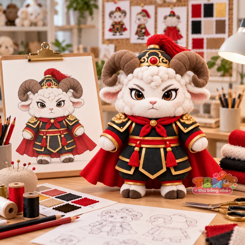 Ảnh bổ sung của Thú bông dê Mùi võ tướng chibi theo yêu cầu