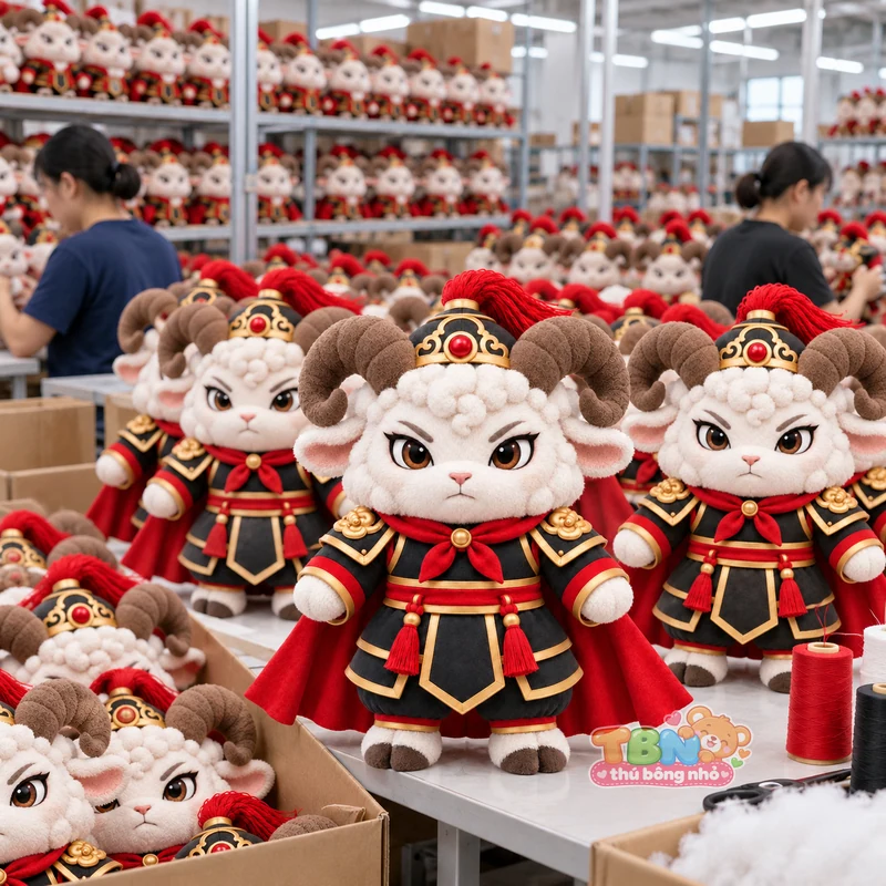 Ảnh bổ sung của Thú bông dê Mùi võ tướng chibi theo yêu cầu