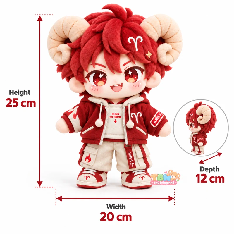 Ảnh bổ sung của Búp bê bông Bạch Dương Aries đặt may theo yêu cầu