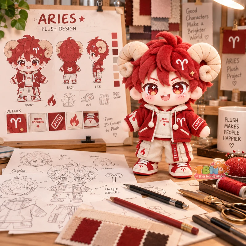 Ảnh bổ sung của Búp bê bông Bạch Dương Aries đặt may theo yêu cầu