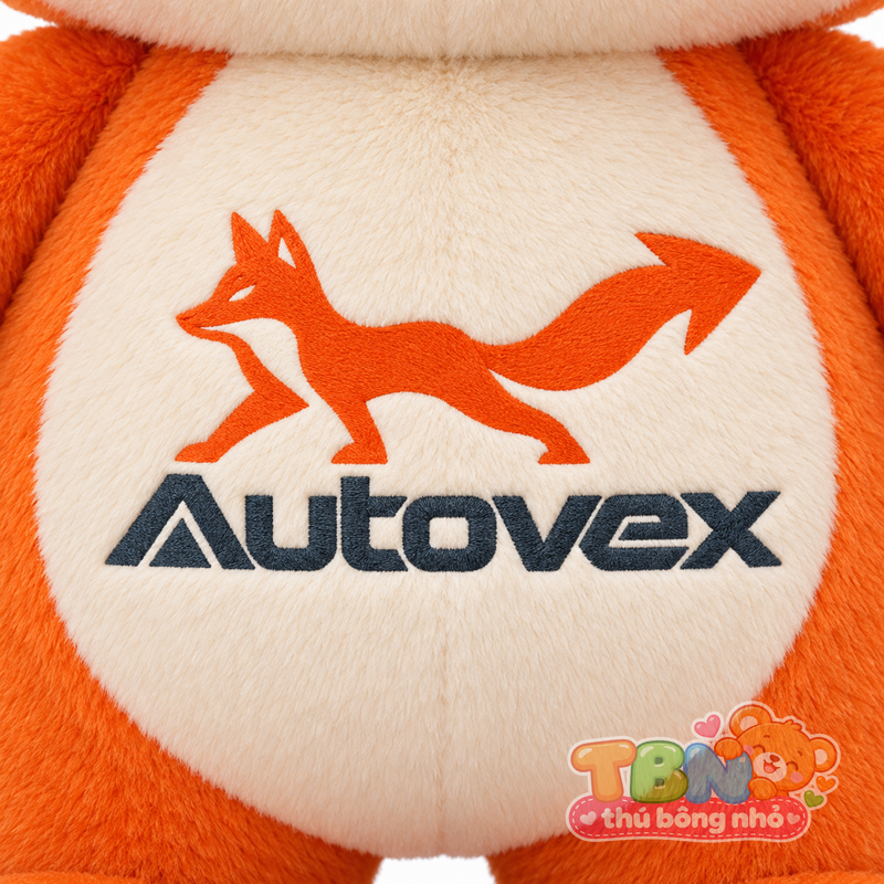 Thú bông Cáo Autovex – chi tiết logo trên mẫu tham khảo