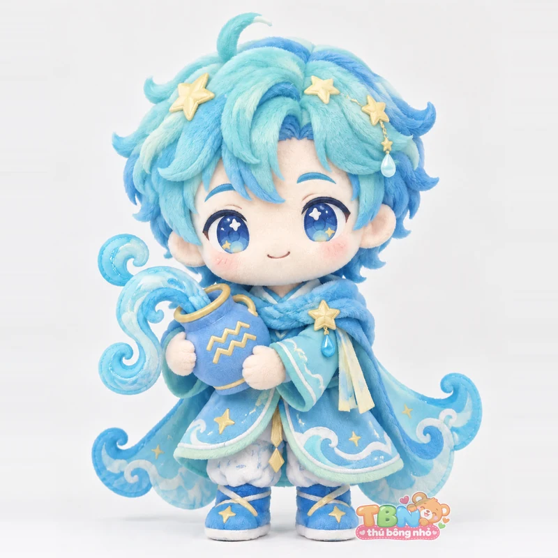 Thú bông Bảo Bình Aquarius chibi ôm bình nước theo yêu cầu