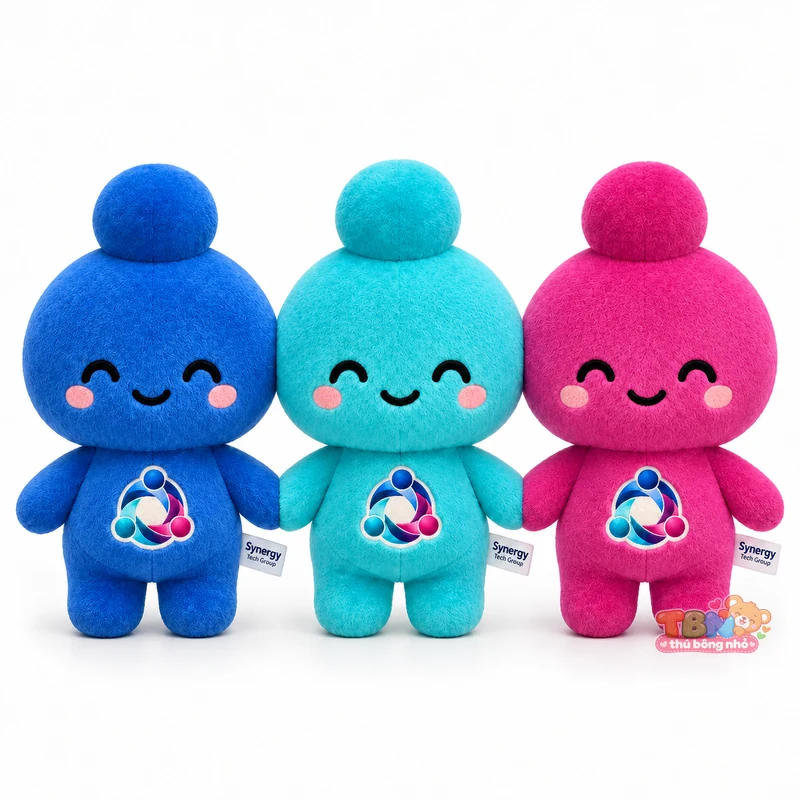 Thú bông Mini Synergy Trio ba màu gắn logo theo yêu cầu
