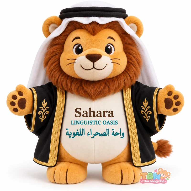 Thú bông sư tử Sahara gắn logo đặt may theo yêu cầu