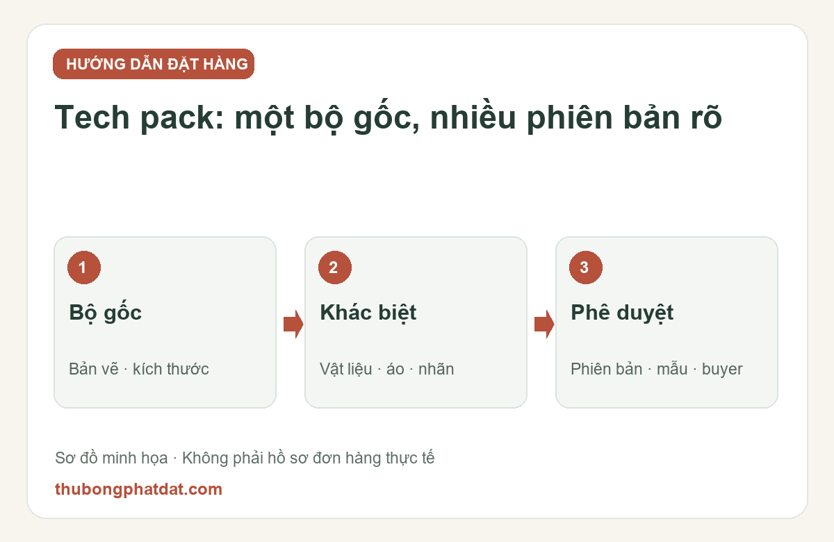 Sơ đồ quản lý tech pack theo phiên bản mascot