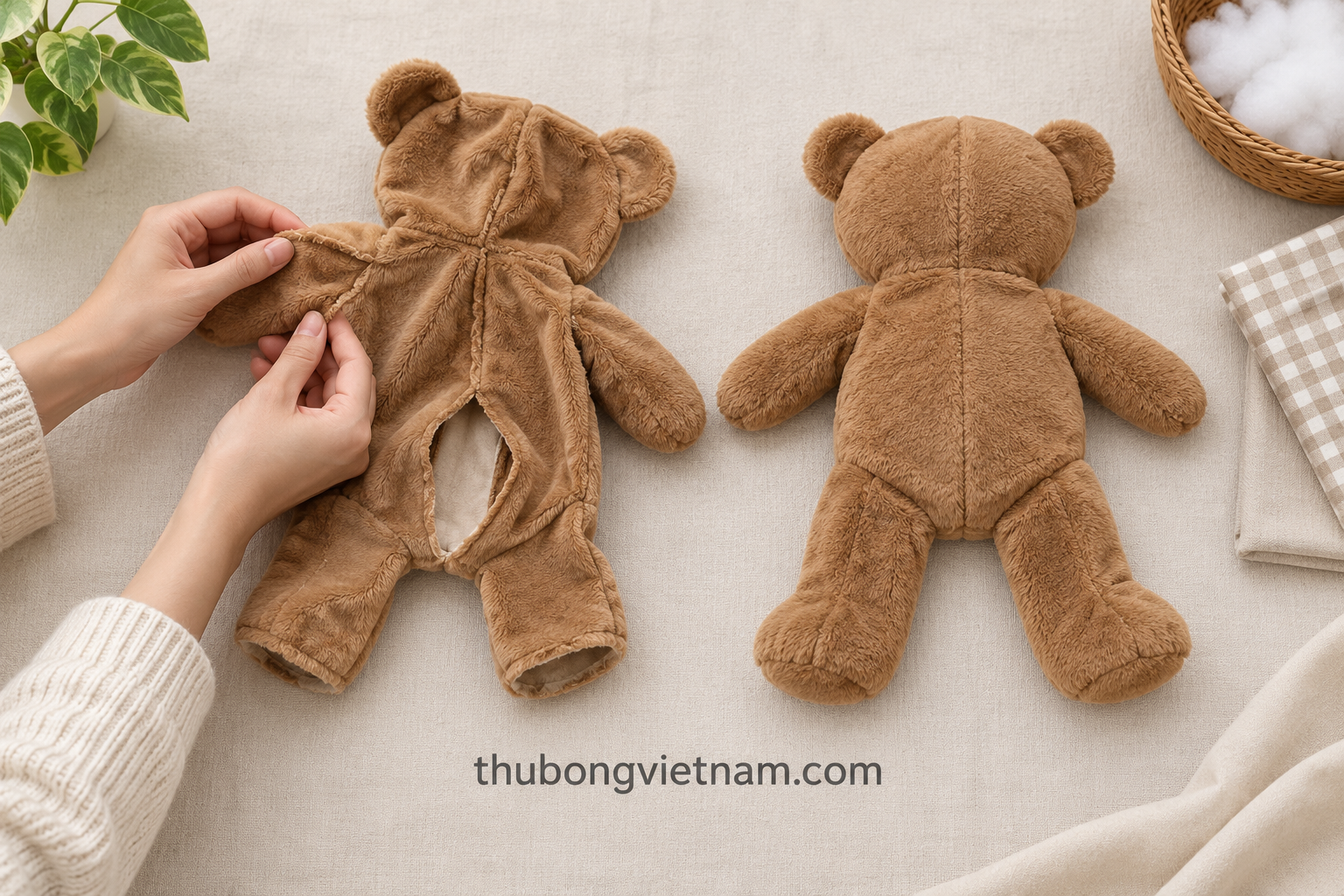Tình trạng đường may và cửa nhồi cần được xem trước khi nhận công đoạn kế tiếp.