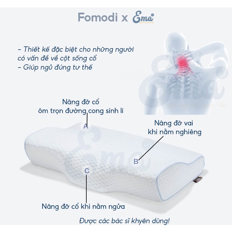 Gối Công Thái Học EMA Cao Su Non Gel Lạnh