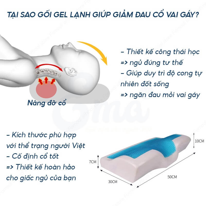 Gối Công Thái Học EMA Cao Su Non Gel Lạnh