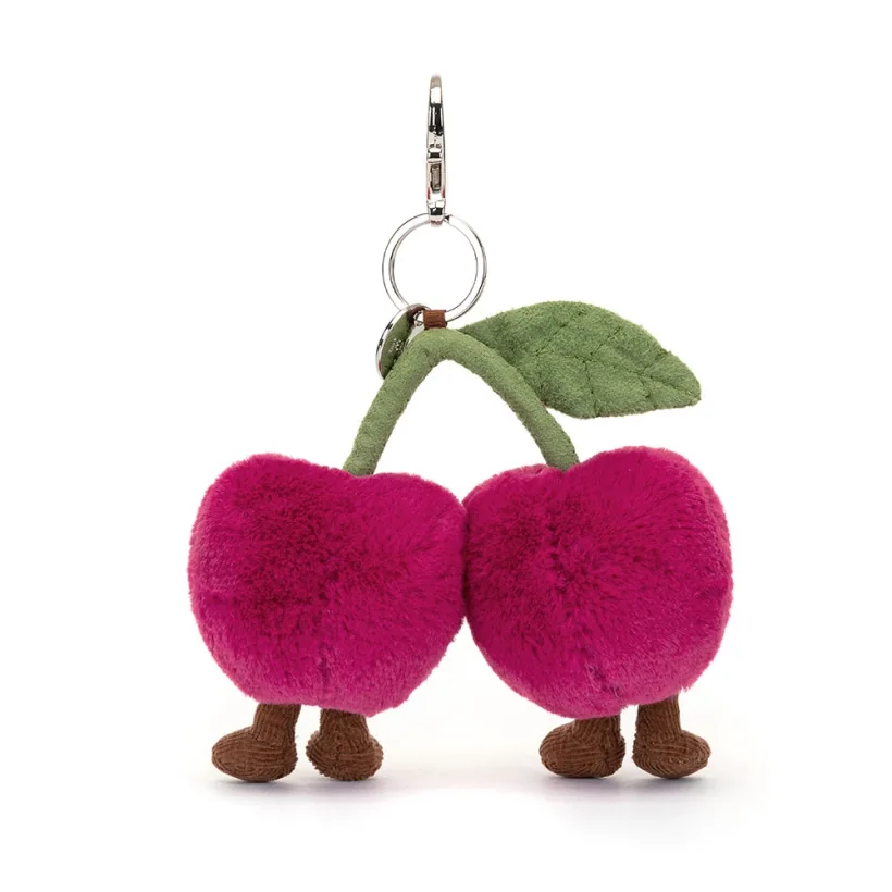 Jellycat Amuseables Cherries Bag Charm với hai quả anh đào và móc treo