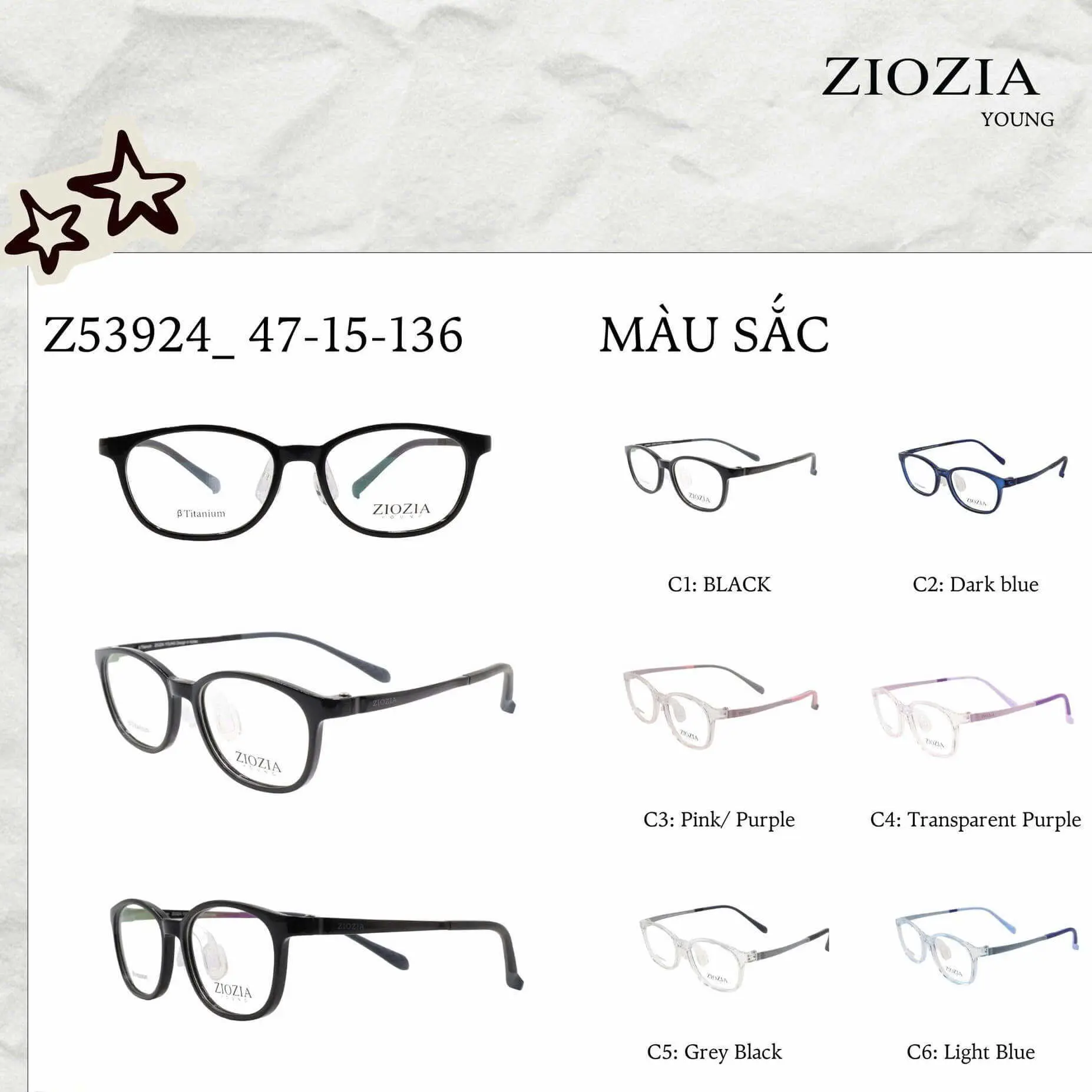 Gọng Kính ZIOZIA YOUNG Z53924.C1.C