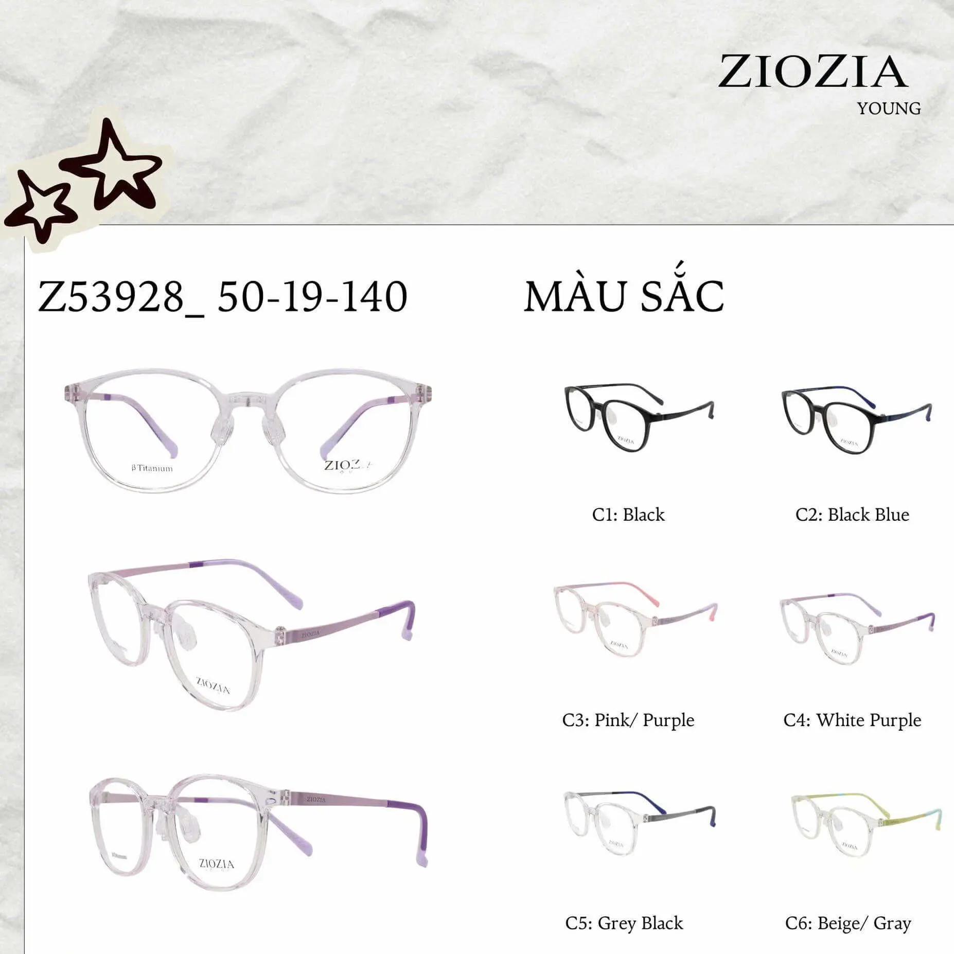 Gọng kính ZIOZIA YOUNG Z53928.C2.C