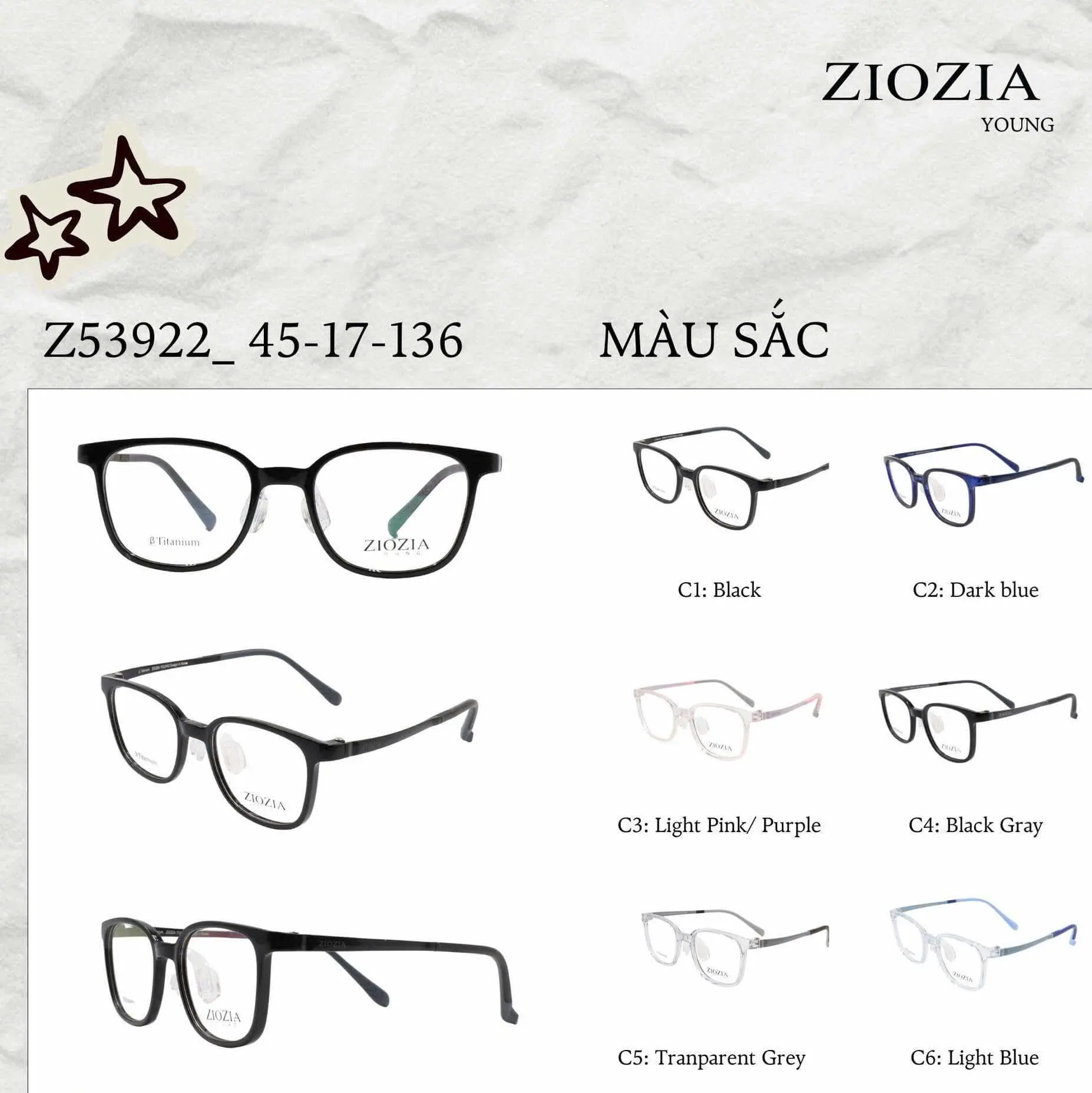 Gọng kính ZIOZIA YOUNG Z53922.C6.C