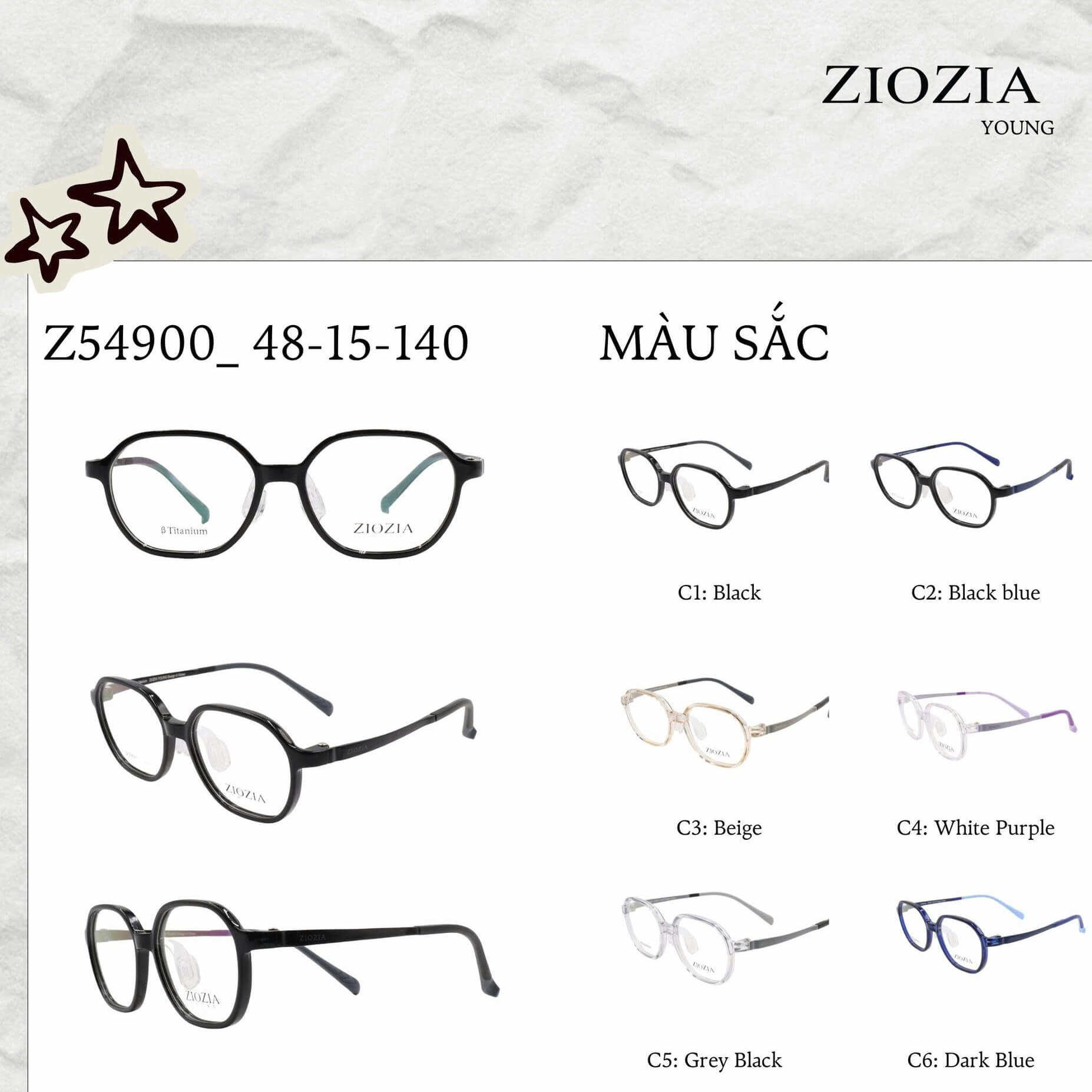 Gọng kính ZIOZIA YOUNG Z54900.C5.C