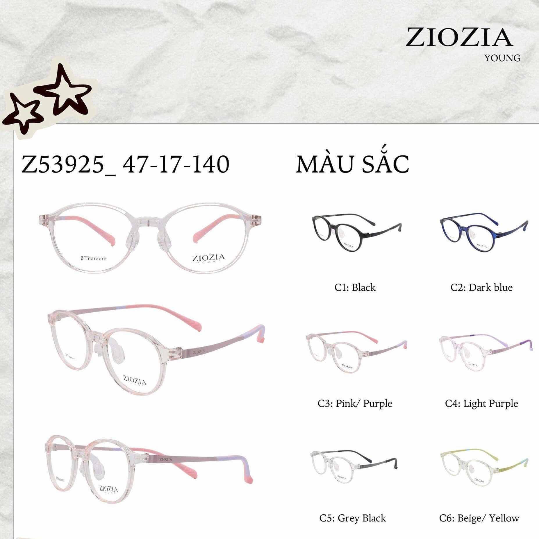 Gọng kính ZIOZIA YOUNG Z53925.C4.C