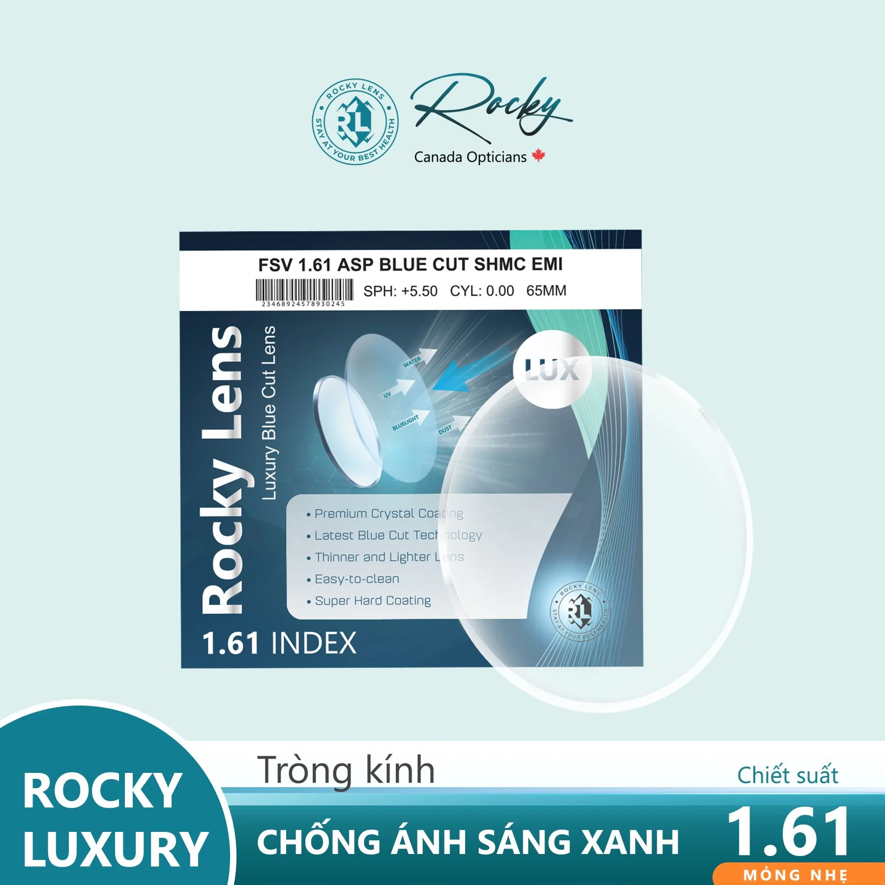 Tròng  Rocky  Bluecut  Luxury 1.61 ASP