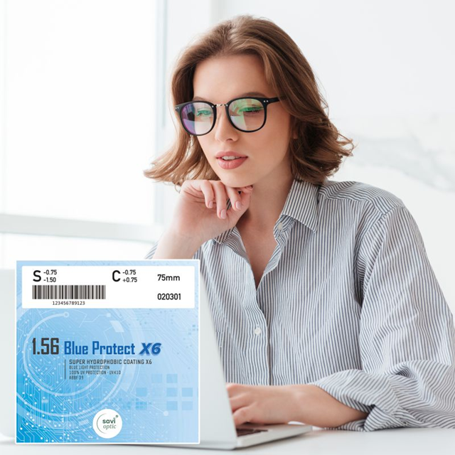 Tròng Savi 1.56 Blue Protect - Độ C: -0.00 - -2.00
