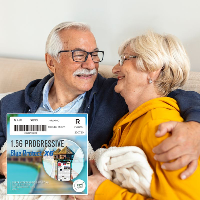 Tròng SAVI 1.56 Progressive Blue Protect