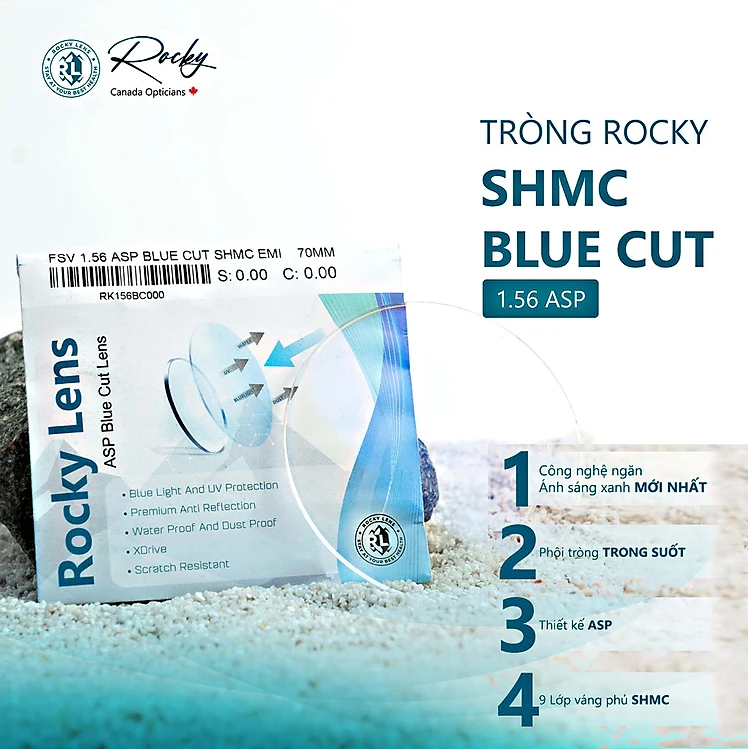 Tròng Rocky Bluecut 1.56 ASP SHMC
