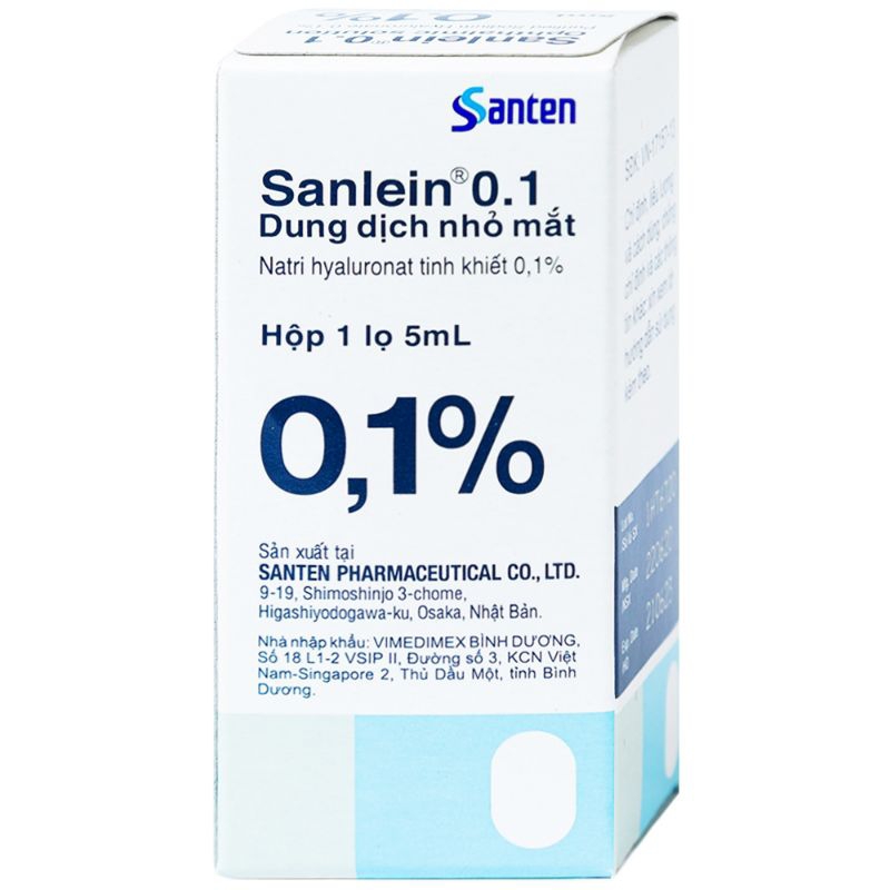 Nhỏ mắt Sanlein 0.1%.